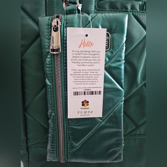 NWT Lug Sway Wristlet Pouch Bag Charm In Metallic Green Perf For Saint Patrick's - Picture 3 of 4